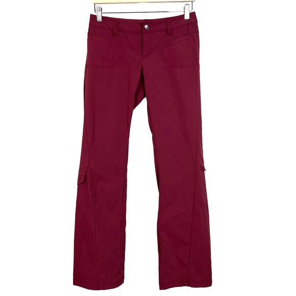 Athleta Low Rise Dipper Maroon Cargo Bootcut Stretch Nylon Gorpcore Pant Size 2 - Picture 1 of 10